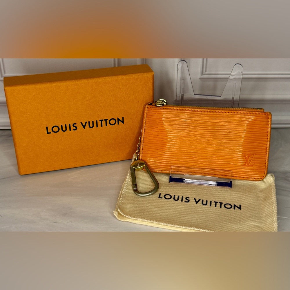 Louis Vuitton Orange Epi Key Cles Coin Pouch | LV Key Holder | Full Set | Rare